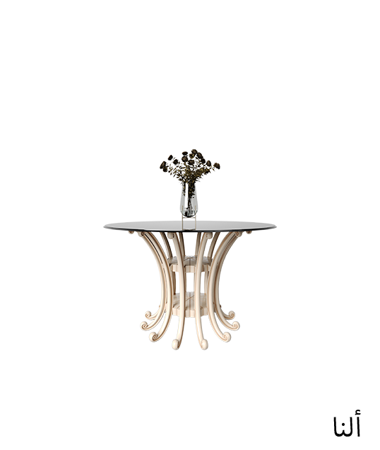 طاولة طعام دائرية موديل النا زجاجية تتسع لثمانية أشخاص