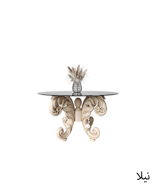 طاولة طعام مستديرة نيلا بزجاج بسيط